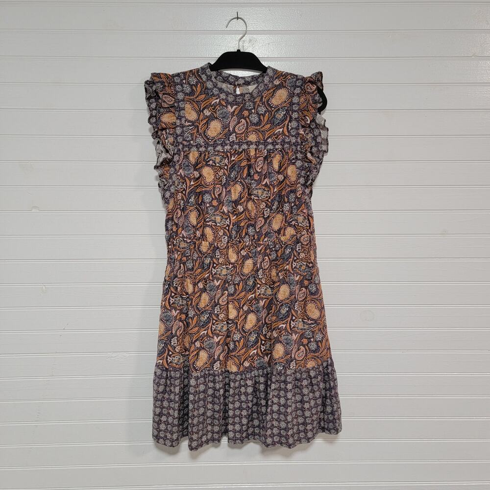 Universal Thread Linen Blend Ruffle Smocked Tiered Cottagecore Mini Dress Medium